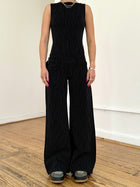 roman trouser - black pinstripe