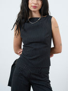 charlie top - black pinstripe