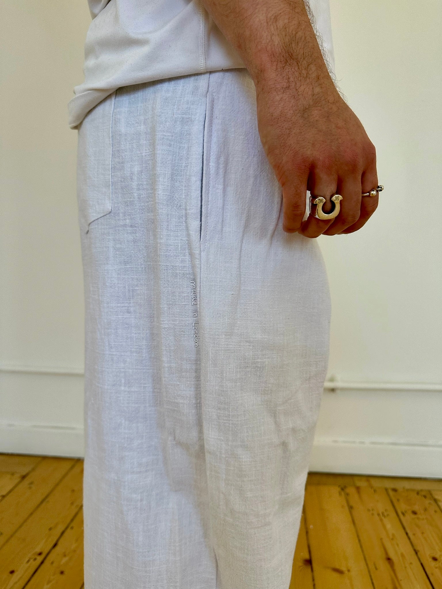 Parker-Hose – weißes Leinen