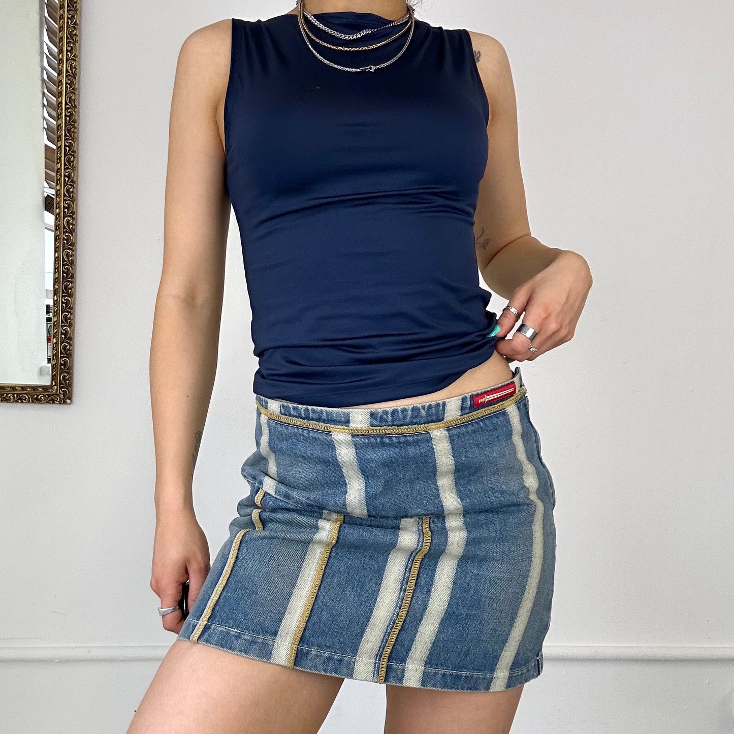 2000's diesel striped mini skirt