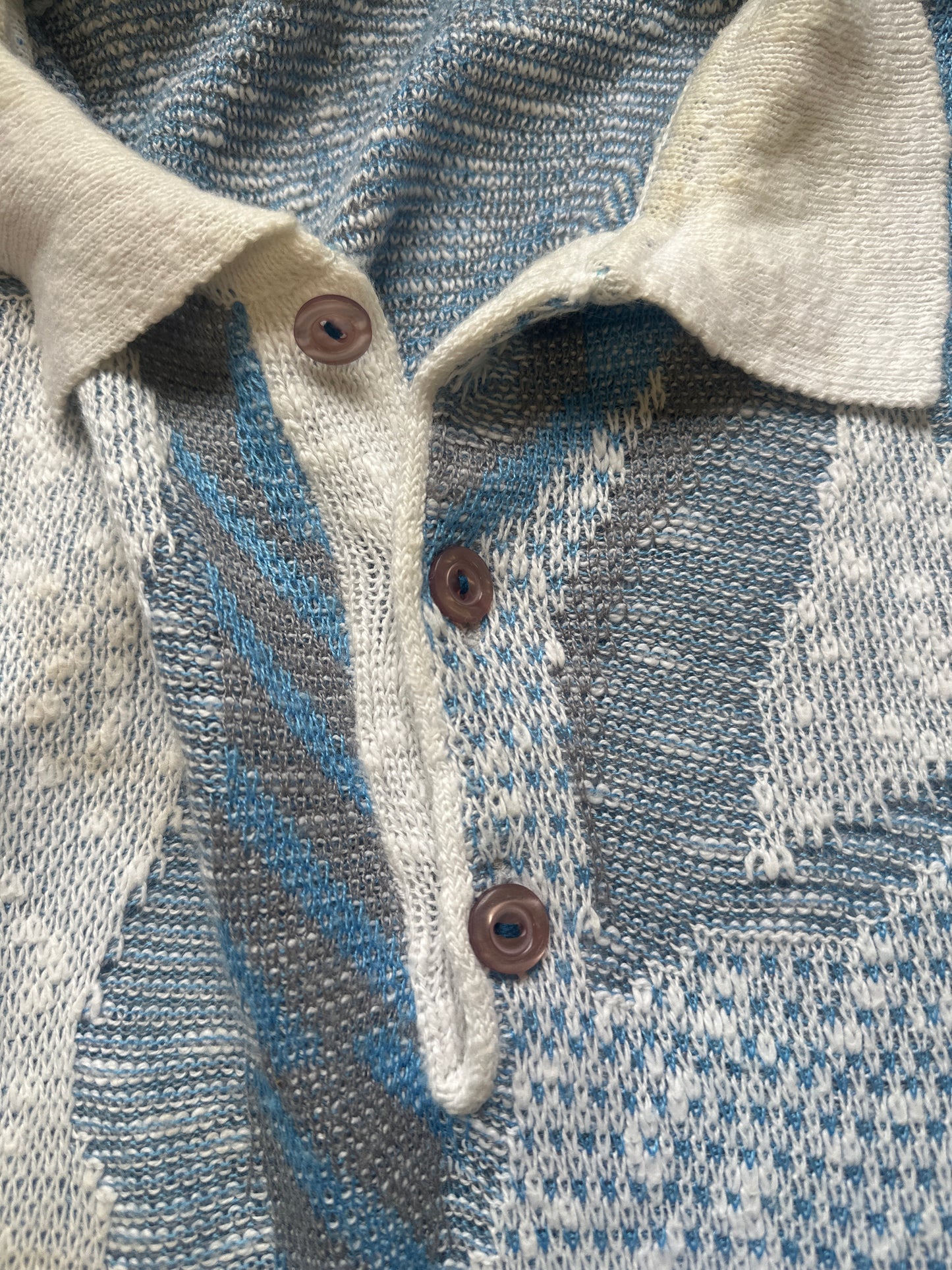 vintage blue swirl polo knitted jumper