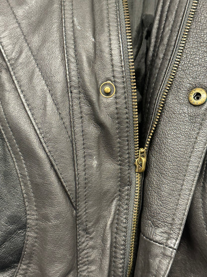 vintage black leather bomber jacket