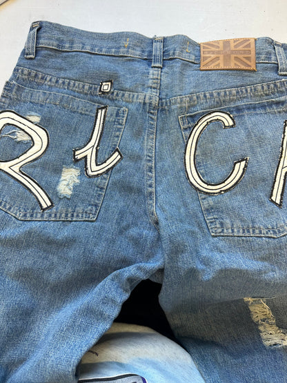 2000's RICH distressed denim jorts