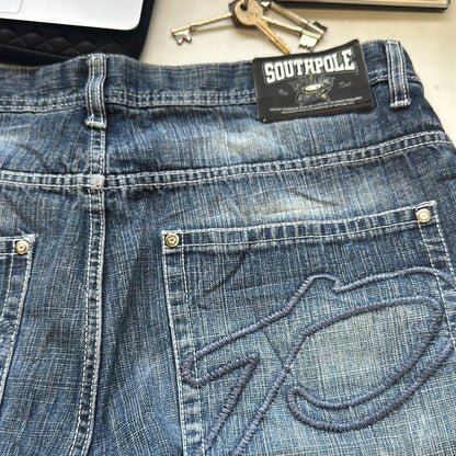 baggy southpole denim skate shorts