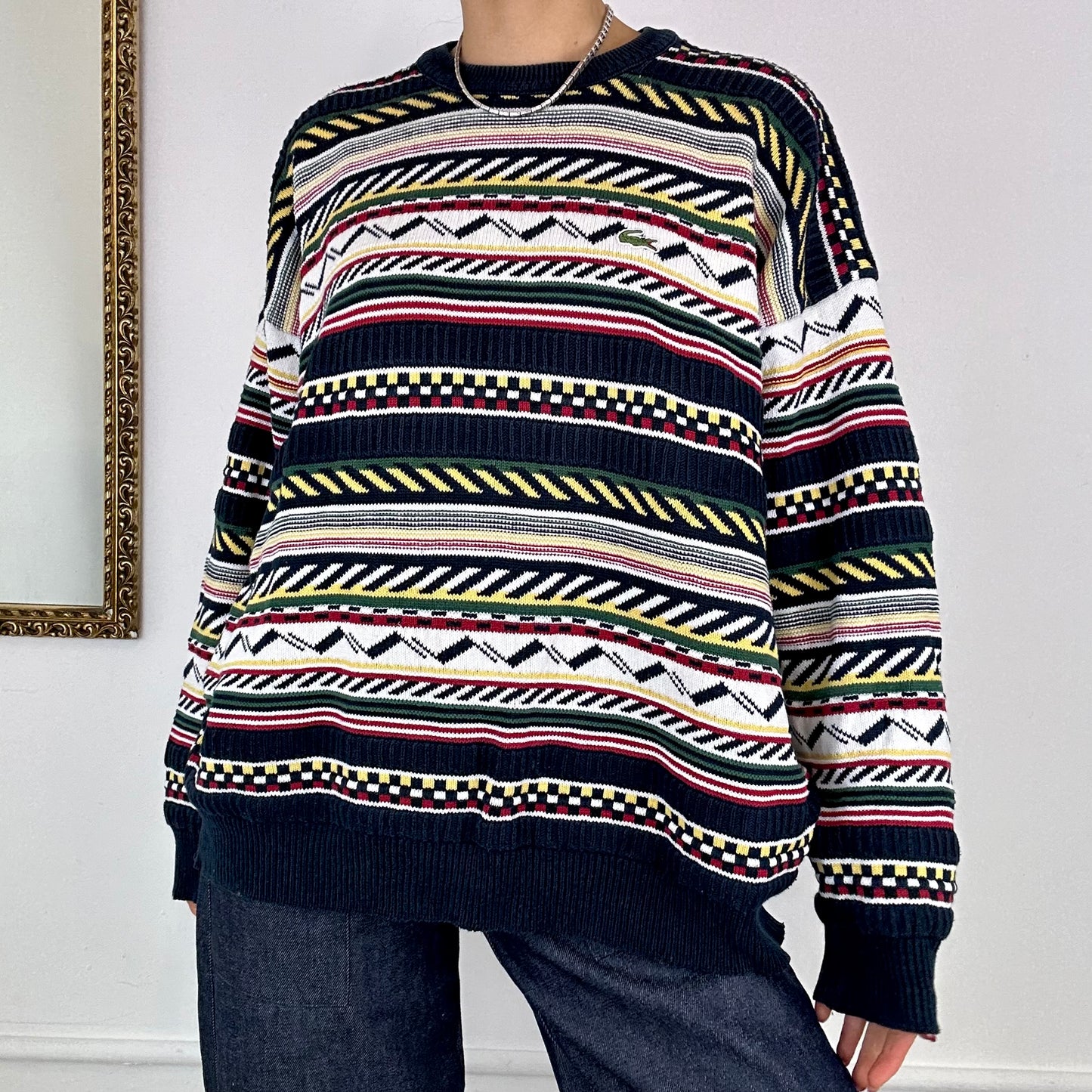 colourful striped knitted lacoste jumper