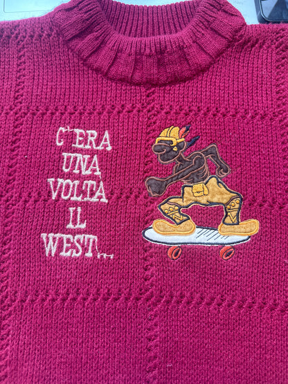 burgundy knitted vintage skate  jumper