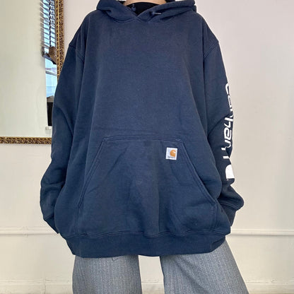 vintage carhartt navy oversized hoodie