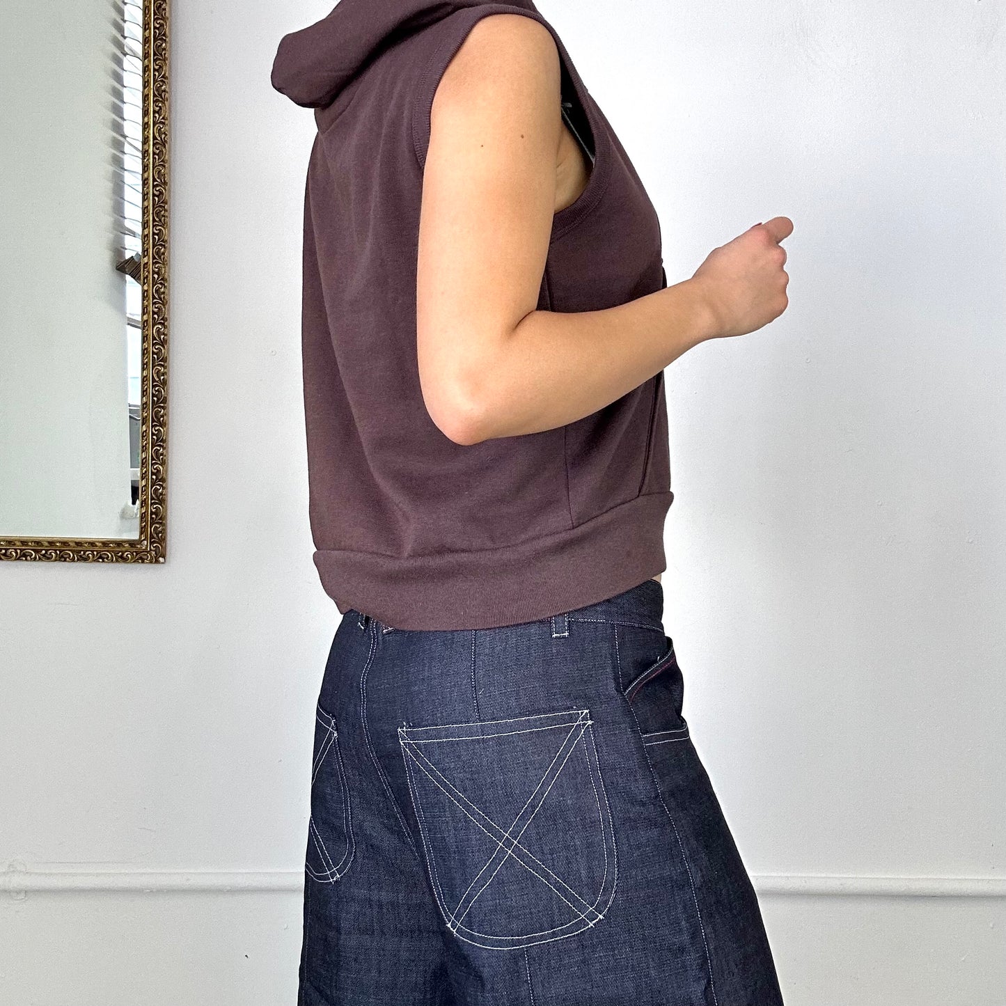 fiorucci vintage sleeveless brown hoodie