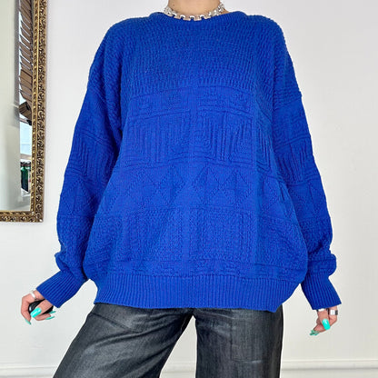 vintage electric blue knitted jumper