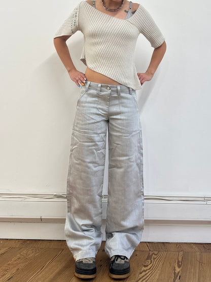 the slouch in shiny grey denim - size small - sample