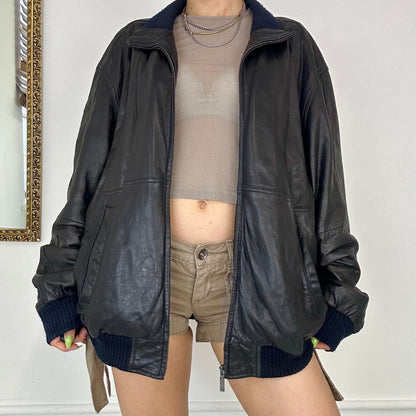 vintage leather bomber jacket