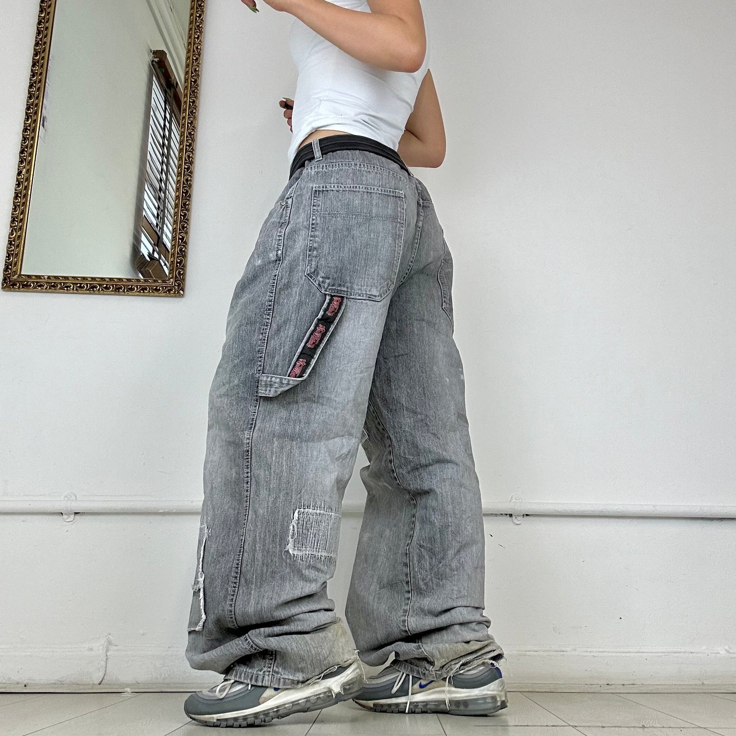 90’s washed grey baggy jeans