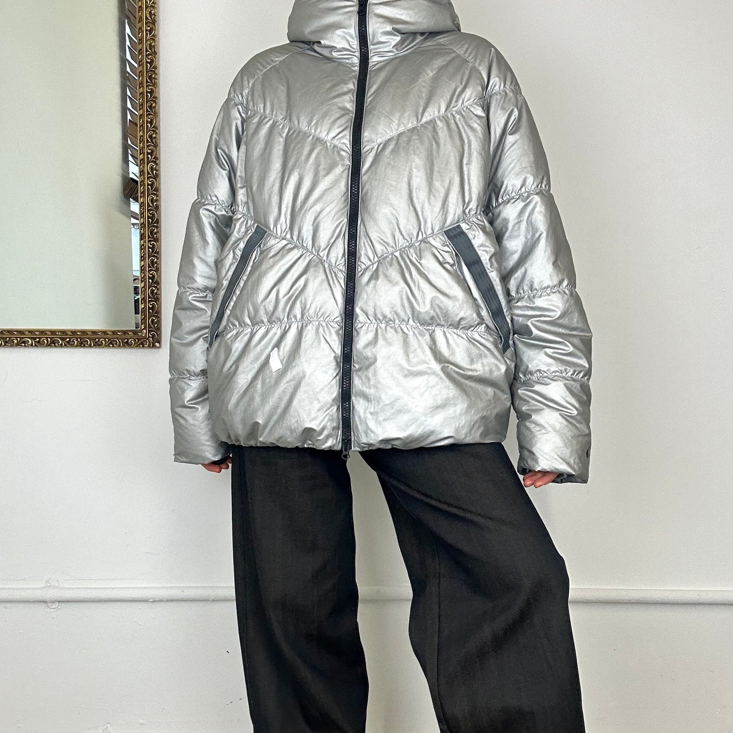 00's nike silver puffer coat