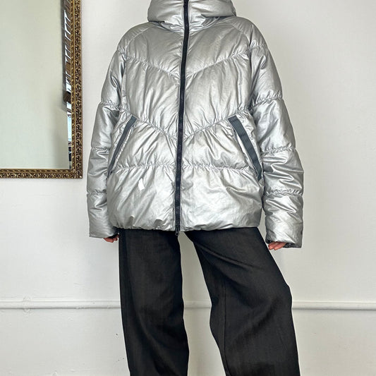 00's nike silver puffer coat