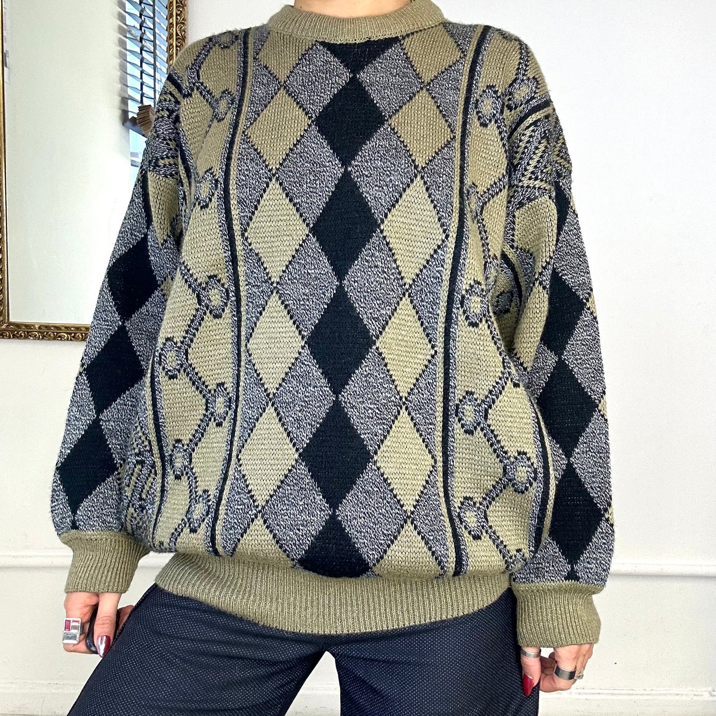 vintage patterned knitted jumper