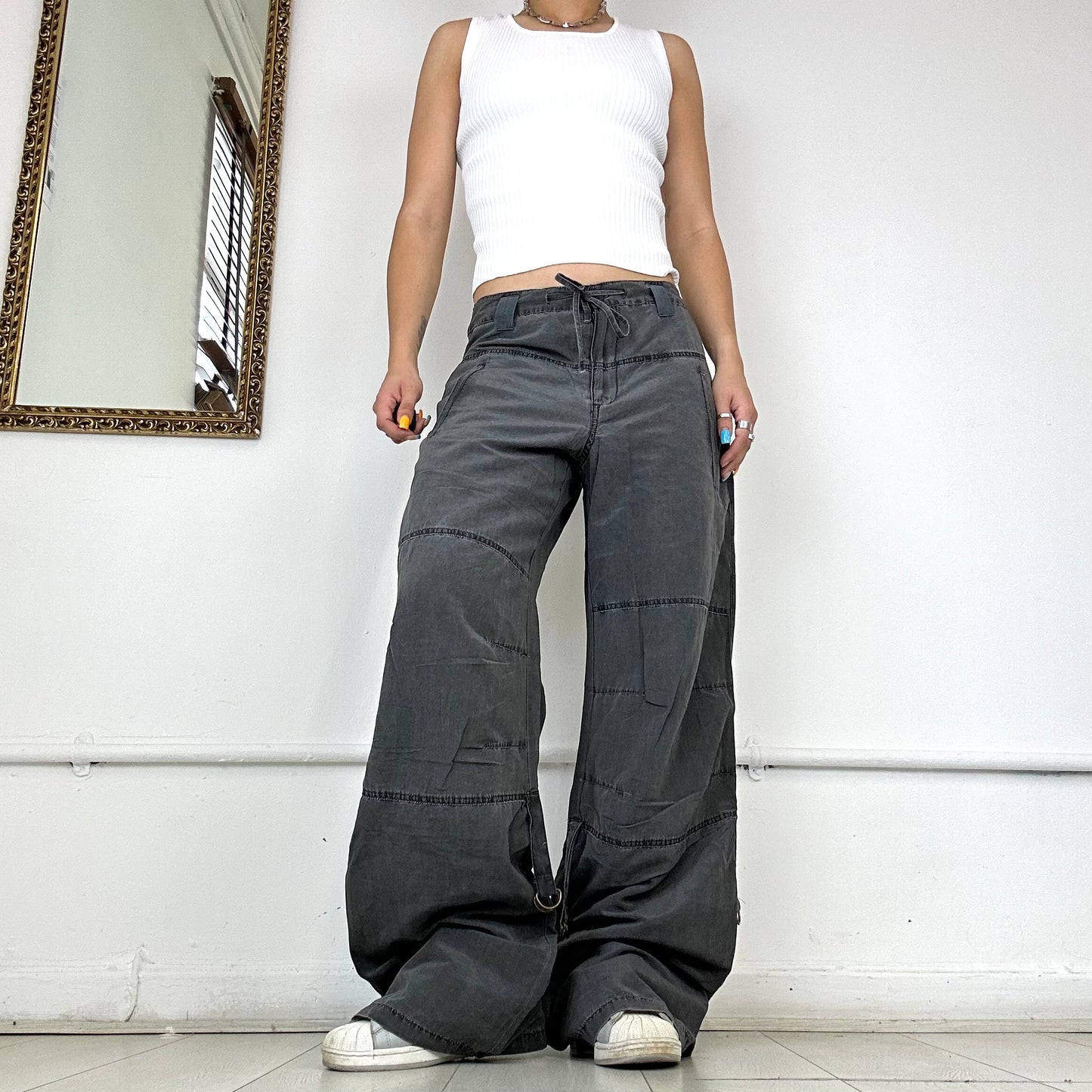 charcoal grey baggy deadstock cargo trousers by only