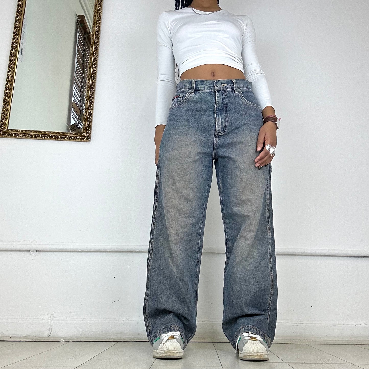 vintage wide leg jeans by hawk