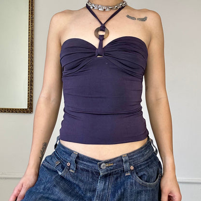 00's plum halter neck bandeau top