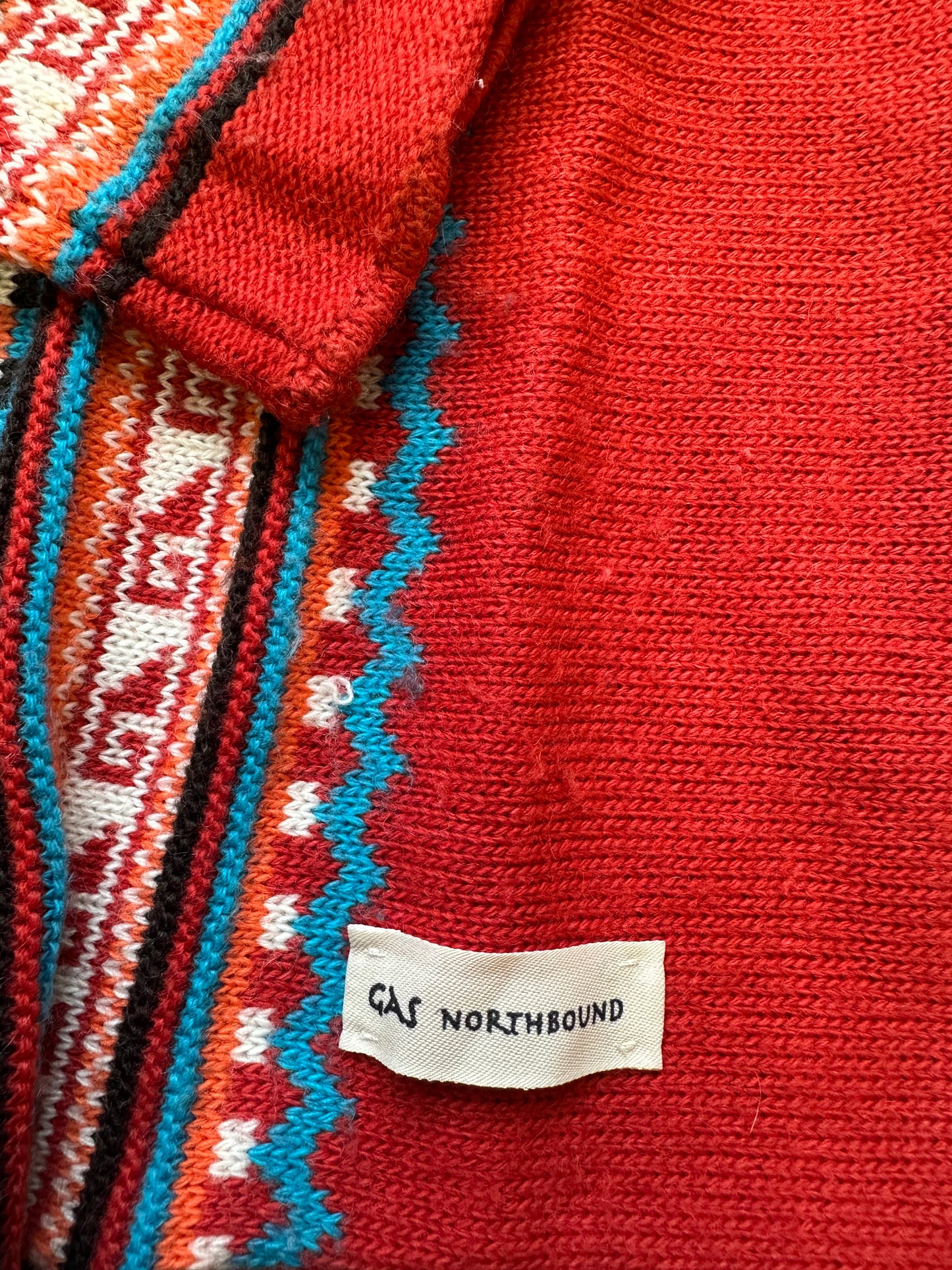 vintage gas red zip up knit jumper