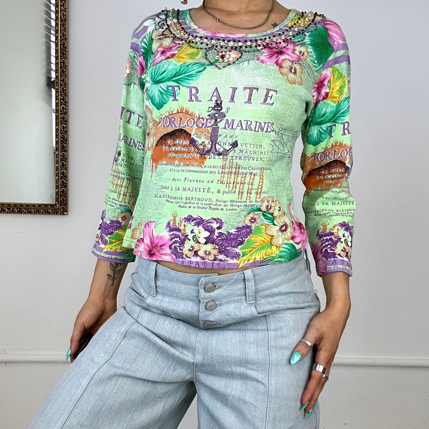 2000's roberto naldi graphic print long sleeve top