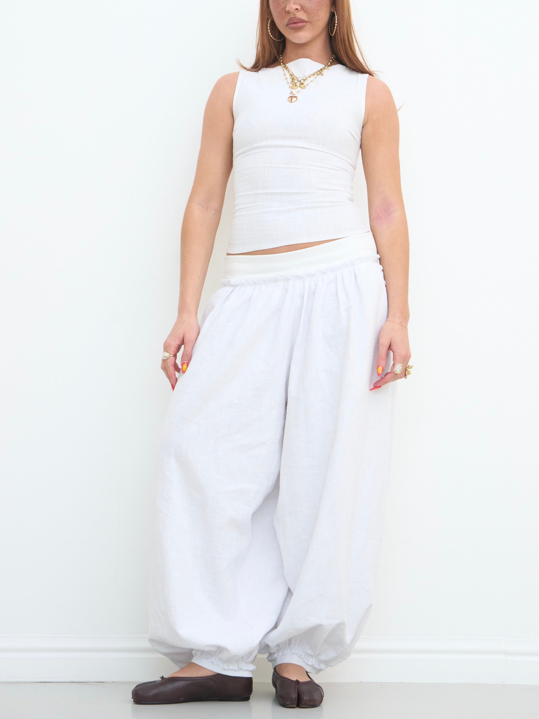 hayley pant - white linen