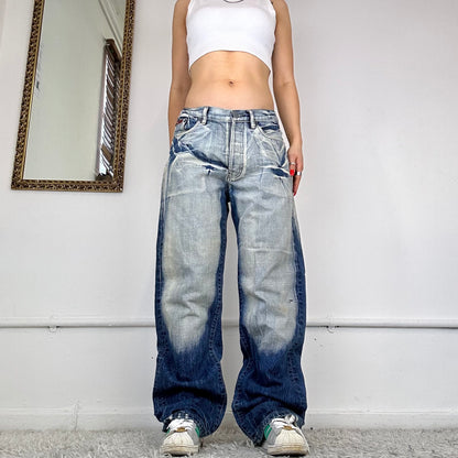 00's two tone baggy jeans