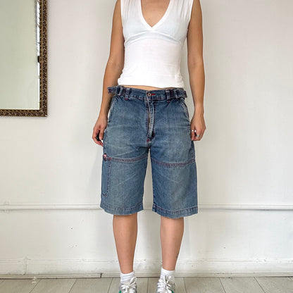 baggy denim cargo jean shorts