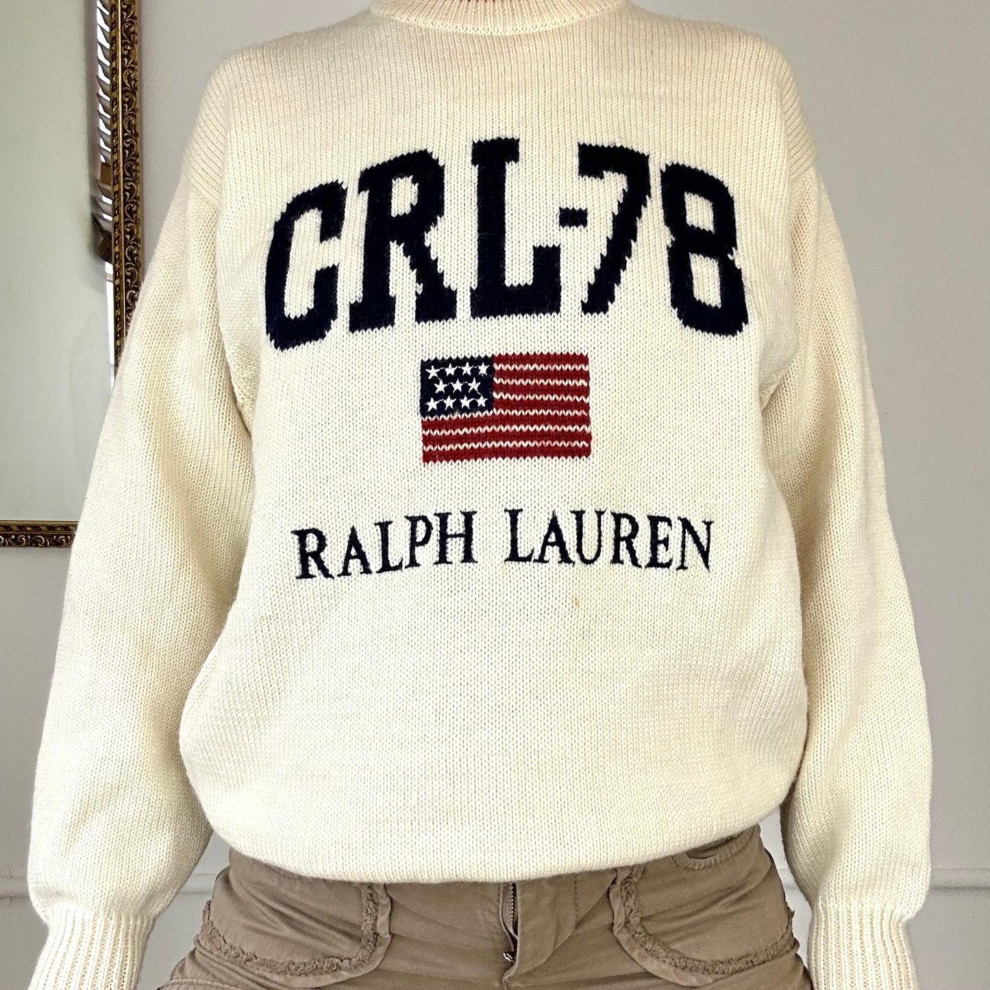 vintage cream ralph lauren knit jumper