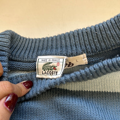 vintage blue striped lacoste knitted jumper