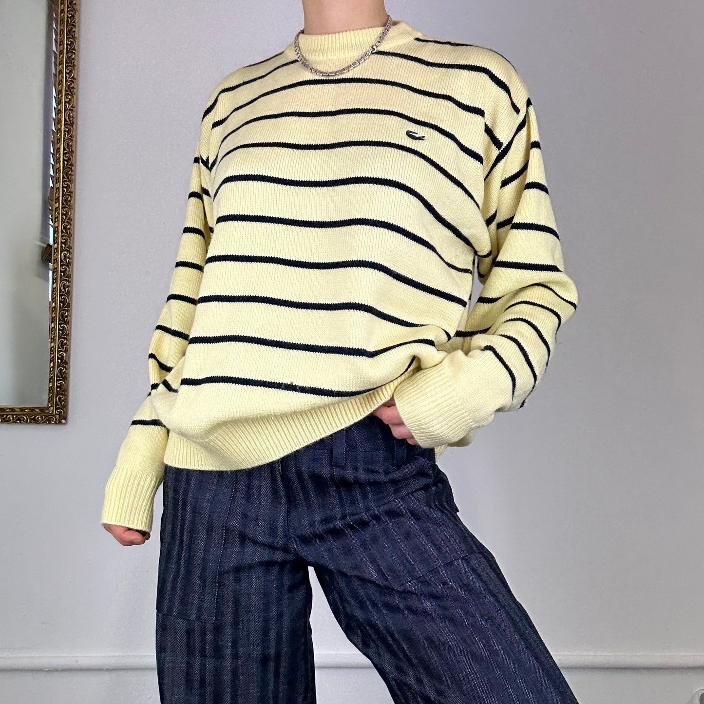 lacoste stripe knit jumper