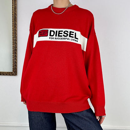 diesel red knitted jumper