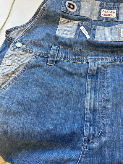 patchwork denim dungarees