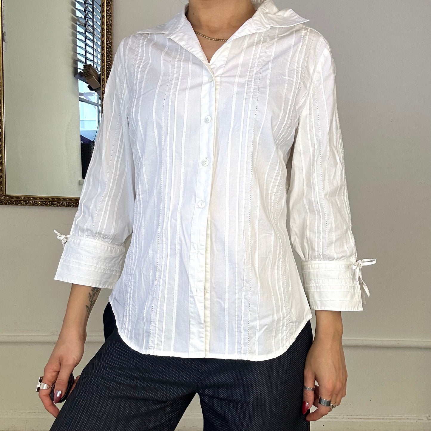 vintage white button up blouse