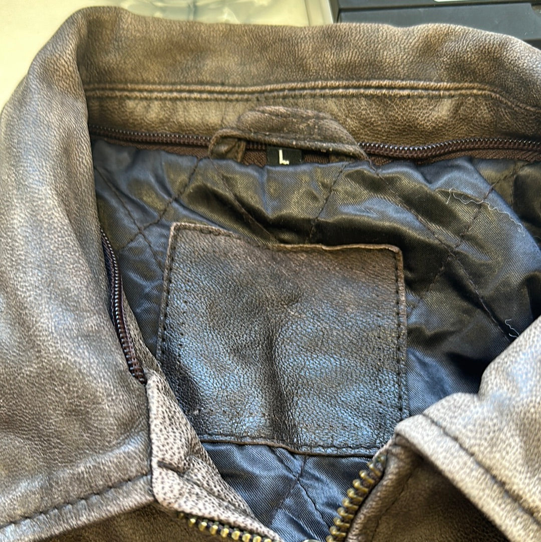 vintage brown leather jacket