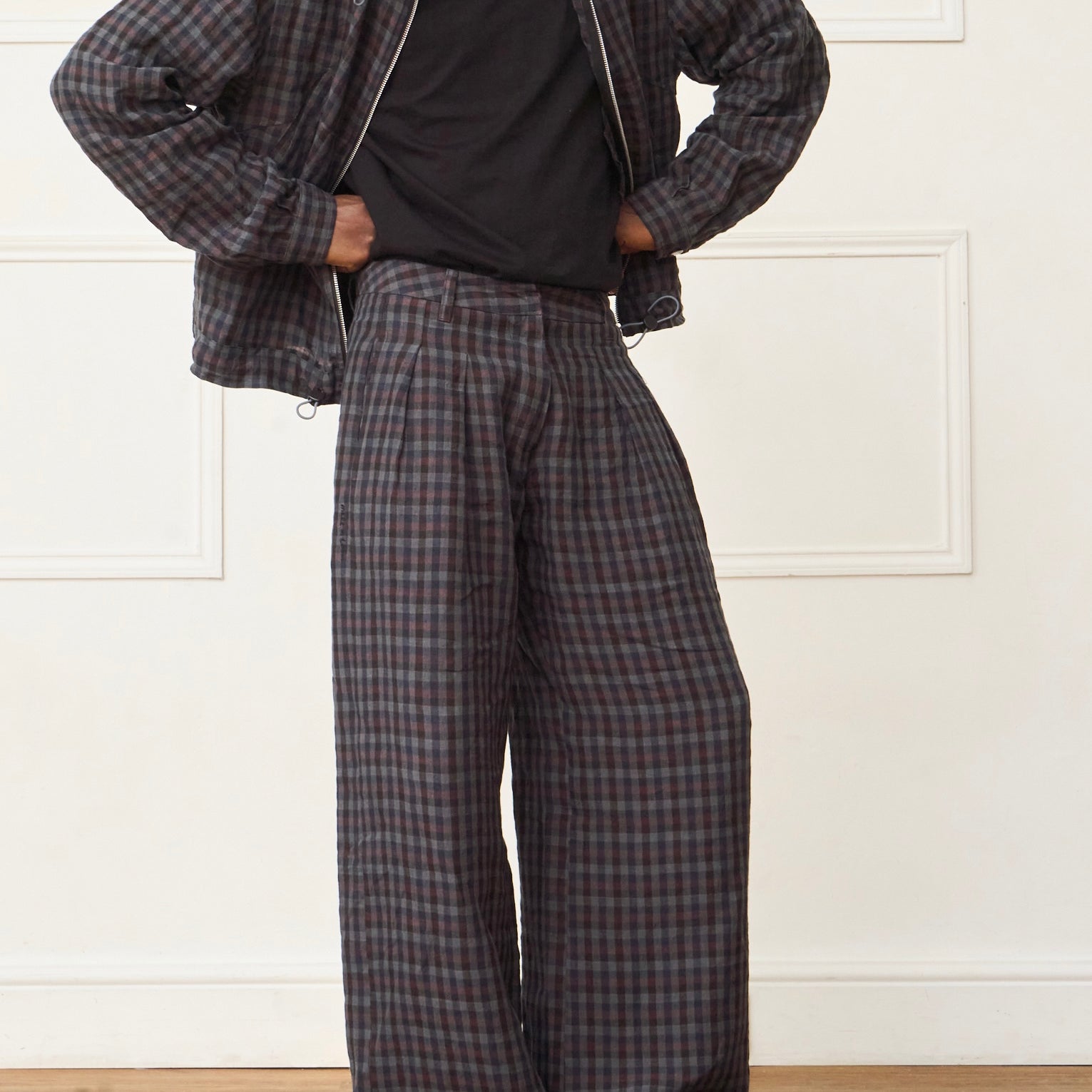 parker trouser - gingham linen