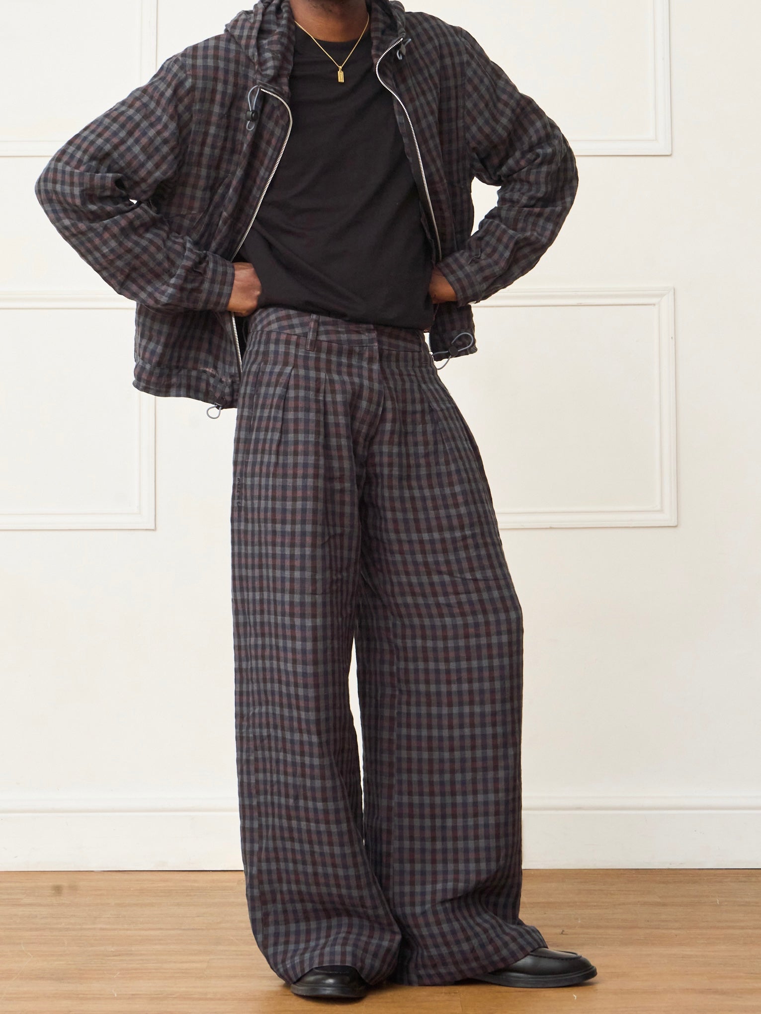 parker trouser - gingham linen