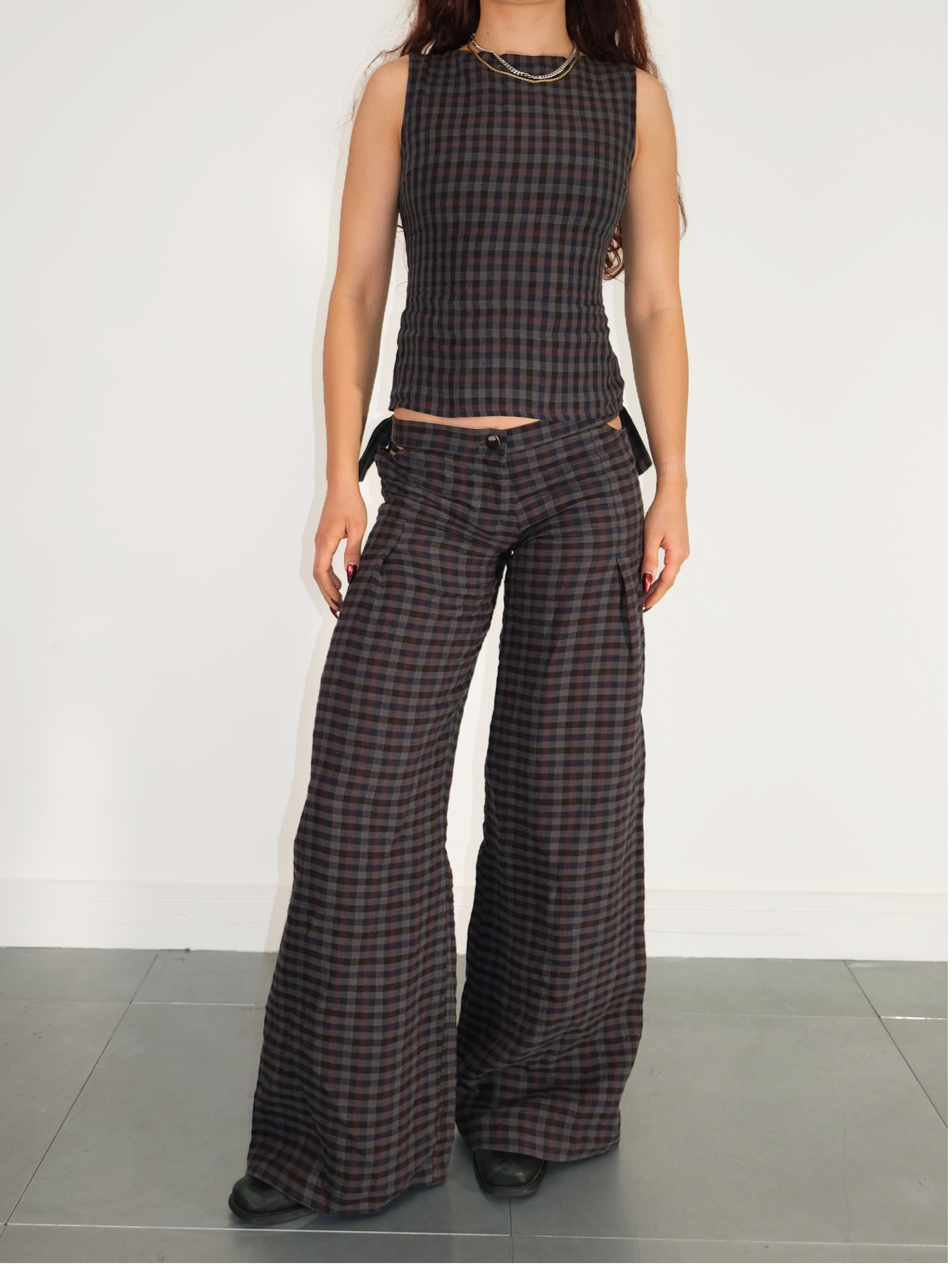 vivienne trouser - gingham linen