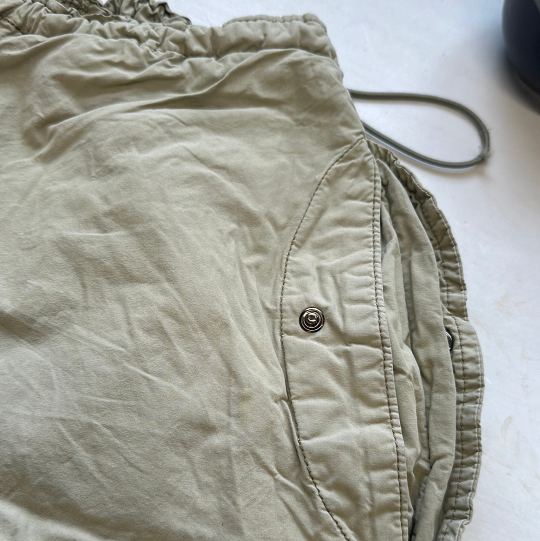 khaki parachute cargo trousers