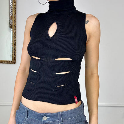 miss sixty black cut out turtle neck