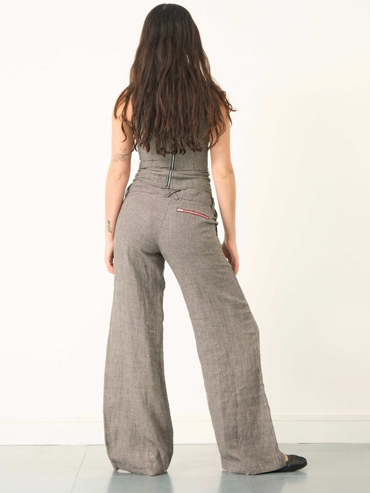 roman trouser - dogtooth linen