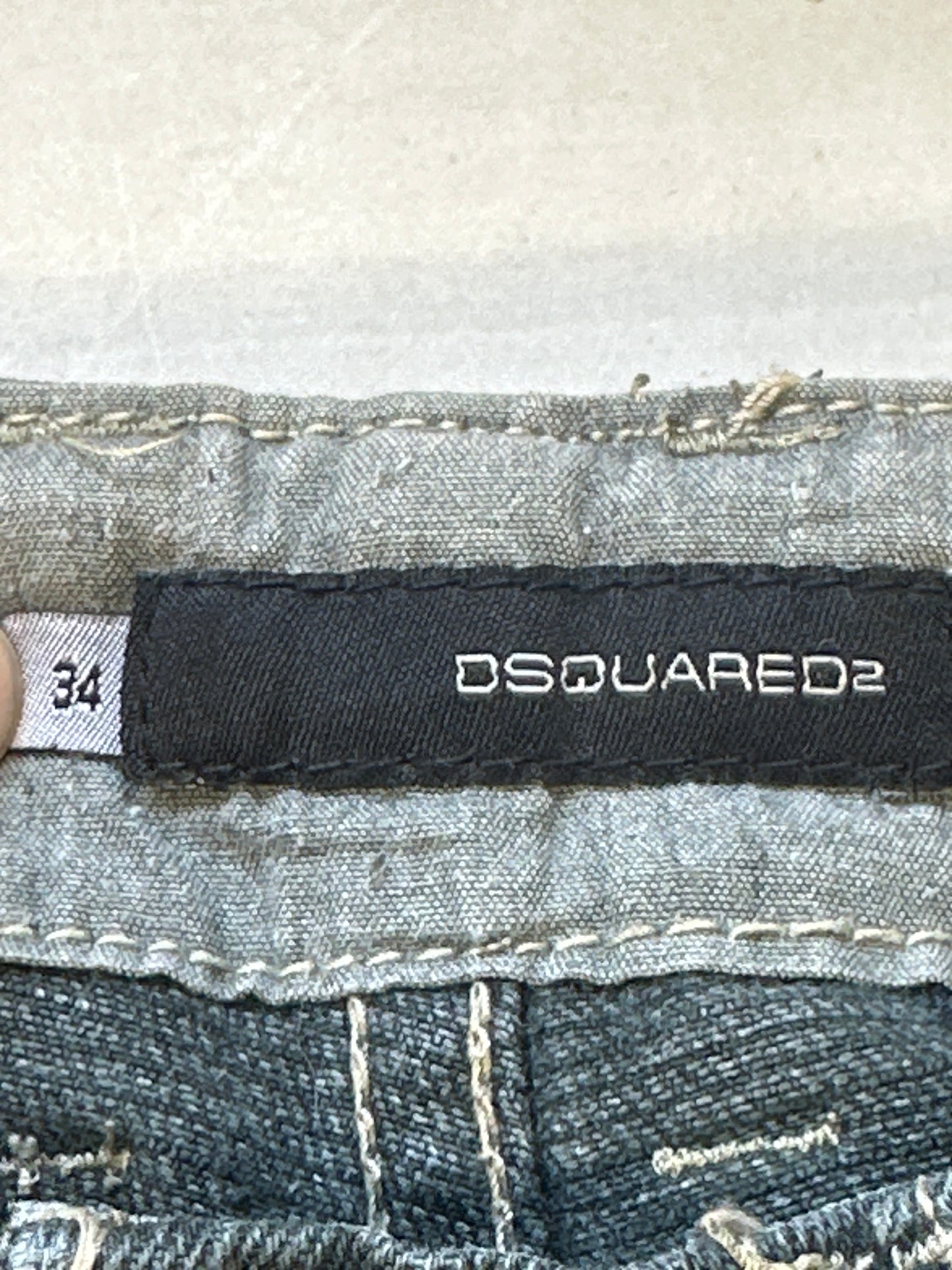 dark two tone baggy jeans with patches