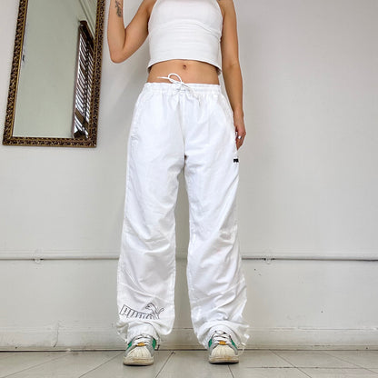 white baggy puma tracksuit bottoms