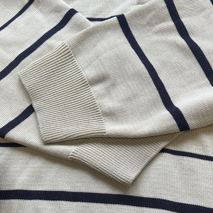 vintage cream striped lacoste polo jumper