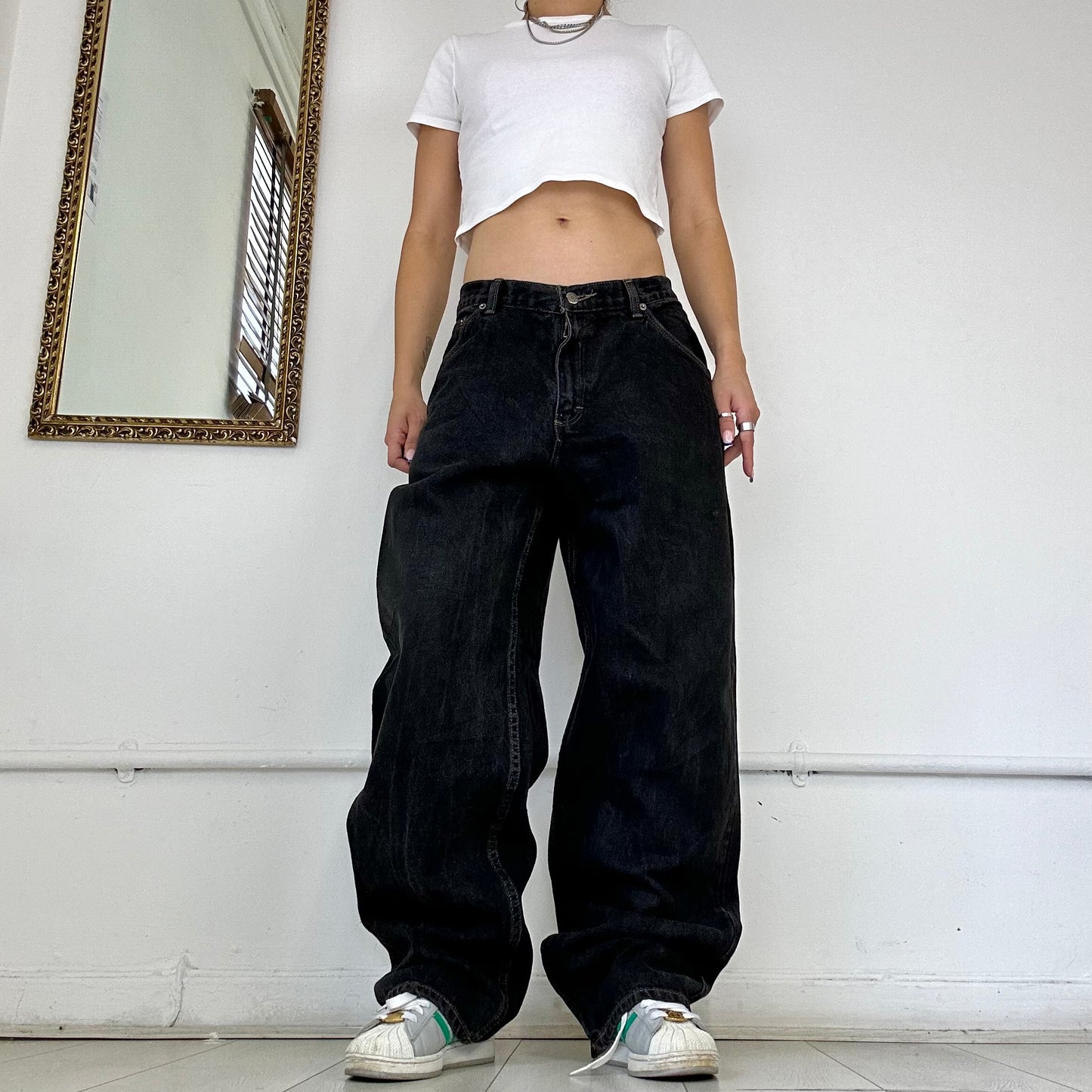 90's brittania black baggy jeans