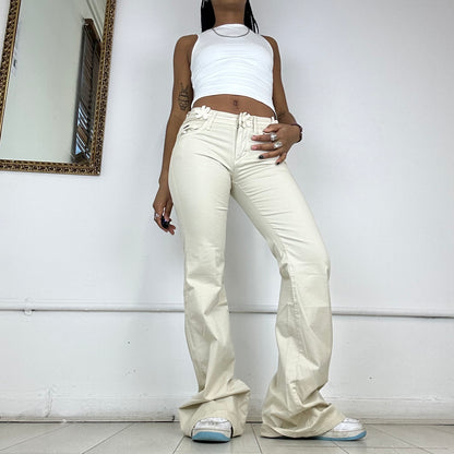 2000's beige flared trousers