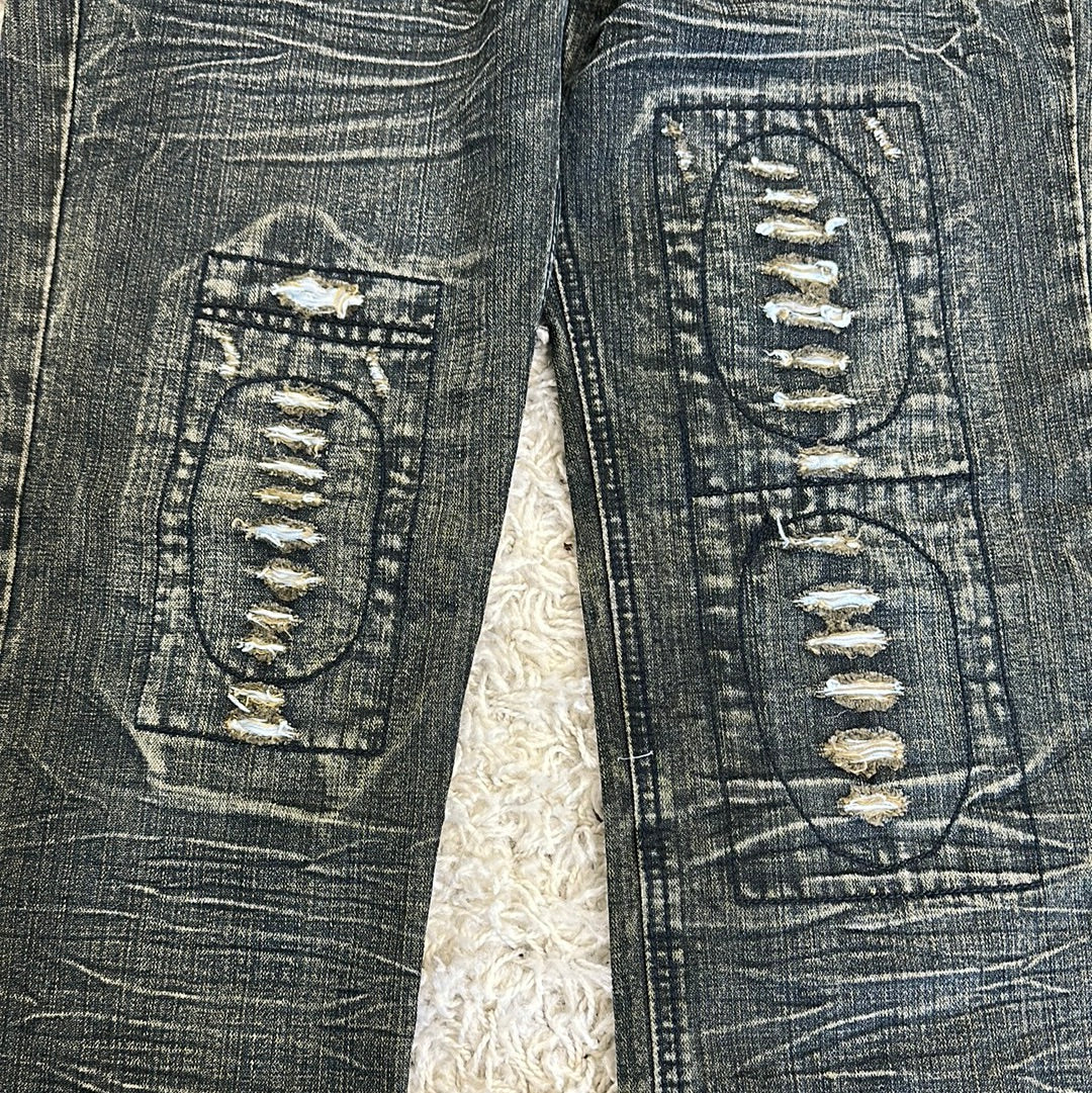 straight leg distressed skate jeans