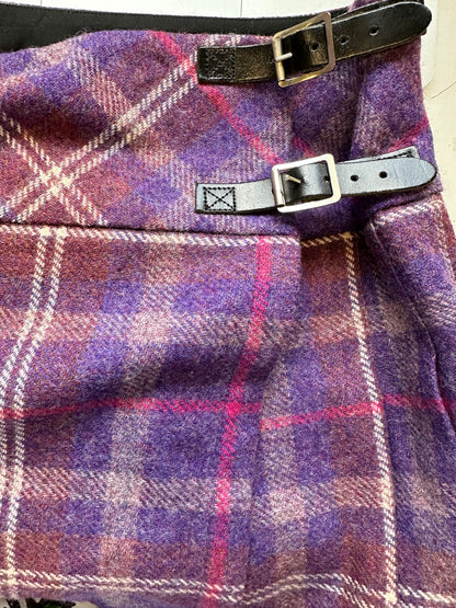 purple wool checkered mini skirt