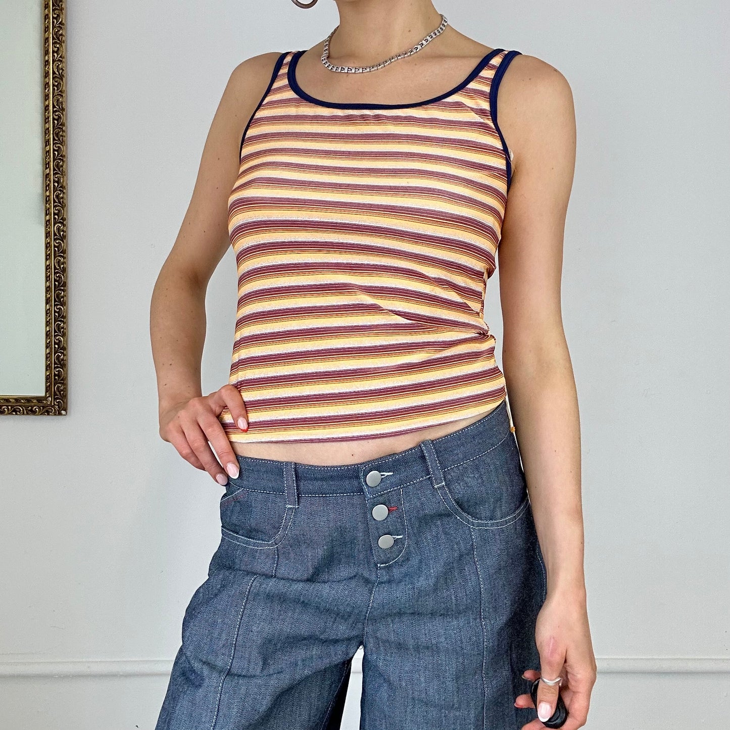 striped glittery tank top