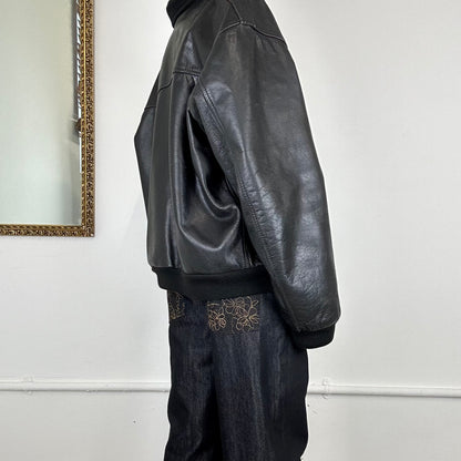 vintage leather bomber jacket