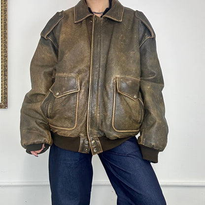 vintage leather bomber jacket